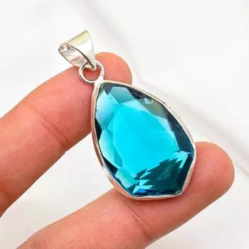 Подвеска из драгоценного камня индиколита, подвеска из стерлингового серебра 925 пробы, антикварные ювелирные изделия ручной работы, подарок на День матери 1.96 Inches синий