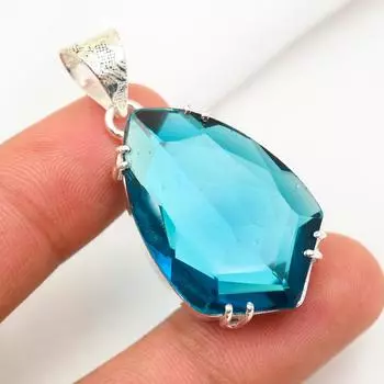 Подвеска из драгоценного камня индиколита, подвеска из стерлингового серебра 925 пробы, антикварные ювелирные изделия ручной работы, подарок на День матери 1.81 Inches синий