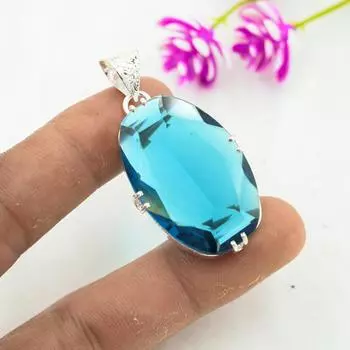 Подвеска из драгоценного камня индиколита, подвеска из стерлингового серебра 925 пробы, антикварные ювелирные изделия ручной работы, подарок на День матери 1.88 Inches синий