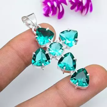 Подвеска из драгоценного камня индиколита, подвеска из стерлингового серебра 925 пробы, антикварные ювелирные изделия ручной работы, подарок на День матери 2 Inches зелёный