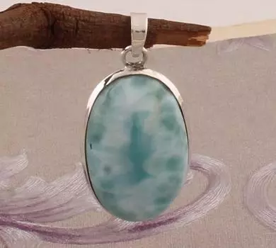 Подвеска из драгоценного камня Ларимар, овальная подвеска из кабошона, подвеска большого размера