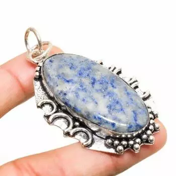 Подвеска из драгоценного камня лазурита ручной работы с посеребрением 925 пробы 2,46 дюйма 2.46 синий