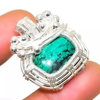 Подвеска из драгоценного камня малахит, посеребренная 925 пробы, ручная работа, 1,13 дюйма 1.13 зелёный