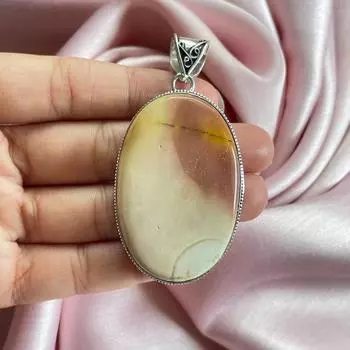 Подвеска из драгоценного камня Mookaite с серебряным ожерельем-цепочкой из стерлингового серебра 925 пробы