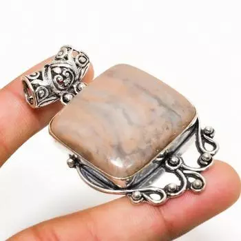 Подвеска из драгоценного камня Ocean Fume Agate, ручная работа, посеребренная 925 пробы, 2,27 дюйма 2.27 чёрный