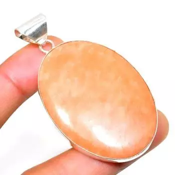 Подвеска из драгоценного камня оранжевый авантюрин, посеребренная 925 пробы, ручная работа, 2,34 дюйма 2.34 оранжевый