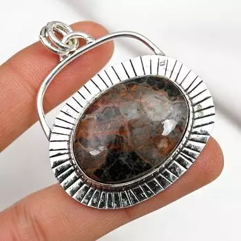 Подвеска из драгоценного камня Pietersite Handmade, подвеска из цельного серебра 925 пробы, антикварная бижутерия, подвеска для подарка на помолвку 2.13 Inches коричневый