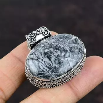 Подвеска из драгоценного камня Pinolith Jasper Подвеска ручной работы из стерлингового серебра 925 пробы Подвеска из драгоценного камня Pinolith Jasper Ювелирный подарок для мамы Замечательный винтажный кулон