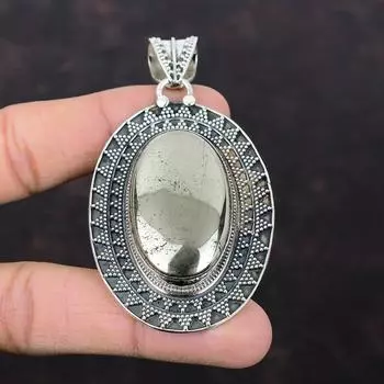 Подвеска из драгоценного камня пирита Элегантная подвеска Очень красивая винтажная подвеска Подвеска из стерлингового серебра 925 пробы Подвеска ручной работы Ювелирные изделия из пирита Подарок для мамы