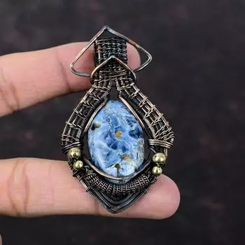 Подвеска из драгоценного камня Питерсит, ювелирные изделия из медной проволоки, медный кулон ручной работы, ювелирные изделия из питерсита, удивительный кулон из проволочной обмотки, подарок для мамы