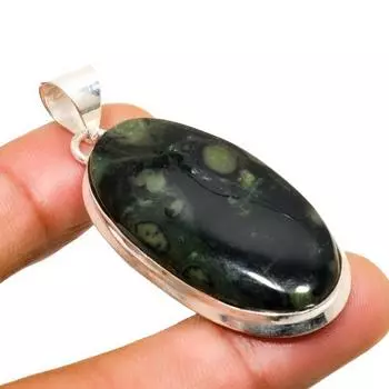 Подвеска из драгоценного камня яшмы Камбаба, посеребренная 925 пробы, 2,08 дюйма 2.08 зелёный