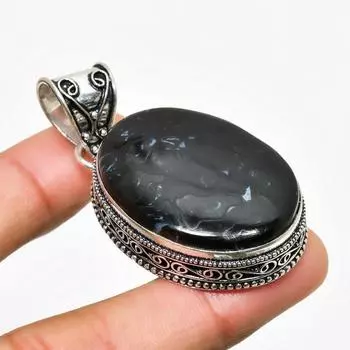 Подвеска из драгоценного камня яшмы с корнем шлейфа ручной работы, посеребренная 925 проба, 2,08 дюйма 2.08 белый