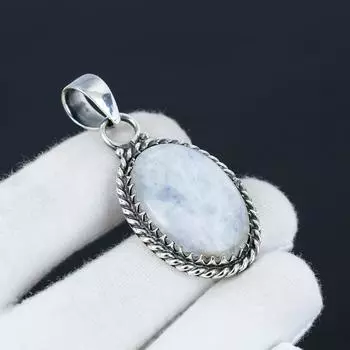 Подвеска из драгоценного камня Rainbow Moonstone, стерлингового серебра 925 пробы, натуральная белая радуга, праздничный подарок для нее, ювелирные изделия для особых случаев 1.96 белый