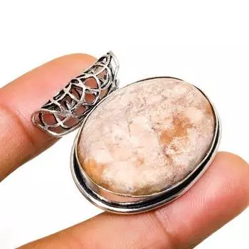 Подвеска из драгоценного камня родохрозит, ручная работа, посеребренная 925 пробы, 1,13 дюйма 1.13 розовый