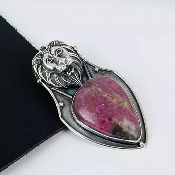 Подвеска из драгоценного камня родонит Naturak из стерлингового серебра 925 пробы — дизайн ручной работы, повседневные украшения, уникальные подарки на вечеринку с подвеской из родонита 2.55 розовый