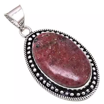 Подвеска из драгоценного камня родонит, подарок ручной работы для нее, серебряное украшение 2 дюйма