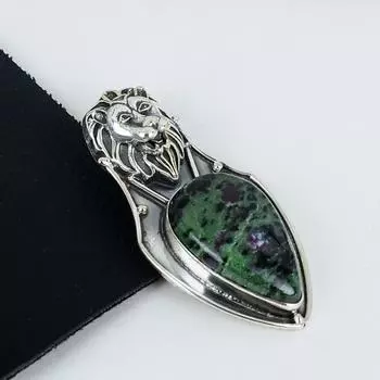 Подвеска из драгоценного камня рубин цоизит, серебро 925 пробы - дизайн ручной работы, повседневные украшения, уникальная подвеска из рубина цоизит, праздничные подарки 2.55 зелёный