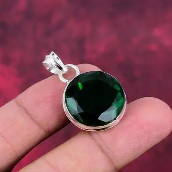 Подвеска из драгоценного камня ручной работы из хромдиопсида, подвеска из чистого серебра 925 пробы, подвеска для ювелирных изделий уникального дизайна 1.41 Inches зелёный
