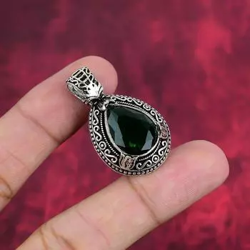 Подвеска из драгоценного камня ручной работы из хромдиопсида, подвеска из чистого серебра 925 пробы, подвеска для ювелирных изделий уникального дизайна 1.50 Inches зелёный