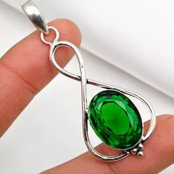 Подвеска из драгоценного камня ручной работы из хромдиопсида, подвеска из чистого серебра 925 пробы, подвеска для ювелирных изделий уникального дизайна 2.48 Inches зелёный