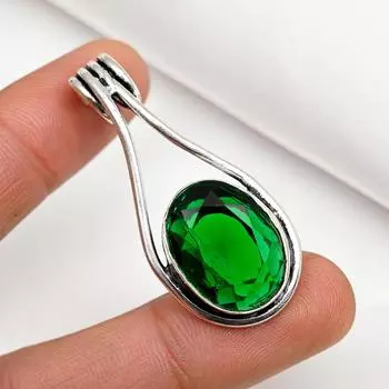Подвеска из драгоценного камня ручной работы из хромдиопсида, подвеска из чистого серебра 925 пробы, подвеска для ювелирных изделий уникального дизайна 1.85 Inches зелёный