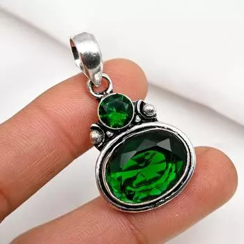 Подвеска из драгоценного камня ручной работы из хромдиопсида, подвеска из чистого серебра 925 пробы, подвеска для ювелирных изделий уникального дизайна 1.73 Inches зелёный