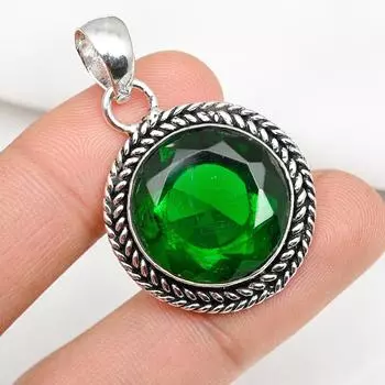 Подвеска из драгоценного камня ручной работы из хромдиопсида, подвеска из чистого серебра 925 пробы, подвеска для ювелирных изделий уникального дизайна 1.69 Inches зелёный