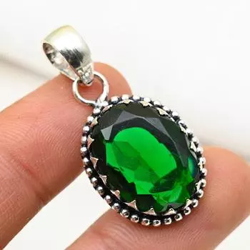 Подвеска из драгоценного камня ручной работы из хромдиопсида, подвеска из чистого серебра 925 пробы, подвеска для ювелирных изделий уникального дизайна 1.45 Inches зелёный