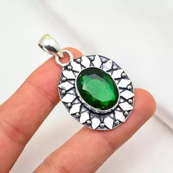 Подвеска из драгоценного камня ручной работы из хромдиопсида, подвеска из чистого серебра 925 пробы, подвеска для ювелирных изделий уникального дизайна 1.96 Inches зелёный
