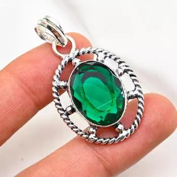 Подвеска из драгоценного камня ручной работы из хромдиопсида, подвеска из чистого серебра 925 пробы, подвеска для ювелирных изделий уникального дизайна 1.96 Inches зелёный