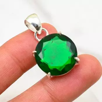 Подвеска из драгоценного камня ручной работы из хромдиопсида, подвеска из чистого серебра 925 пробы, подвеска для ювелирных изделий уникального дизайна 1.37 Inches зелёный