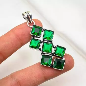 Подвеска из драгоценного камня ручной работы из хромдиопсида, подвеска из чистого серебра 925 пробы, подвеска для ювелирных изделий уникального дизайна 1.96 Inches зелёный