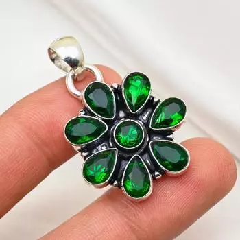 Подвеска из драгоценного камня ручной работы из хромдиопсида, подвеска из чистого серебра 925 пробы, подвеска для ювелирных изделий уникального дизайна 1.77 Inches зелёный