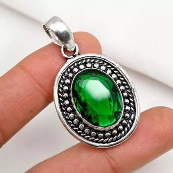 Подвеска из драгоценного камня ручной работы из хромдиопсида, подвеска из чистого серебра 925 пробы, подвеска для ювелирных изделий уникального дизайна 1.88 Inches зелёный