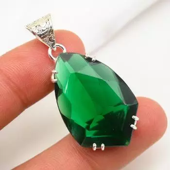 Подвеска из драгоценного камня ручной работы из хромдиопсида, подвеска из чистого серебра 925 пробы, подвеска для ювелирных изделий уникального дизайна 1.81 Inches зелёный