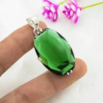 Подвеска из драгоценного камня ручной работы из хромдиопсида, подвеска из чистого серебра 925 пробы, подвеска для ювелирных изделий уникального дизайна 1.88 Inches зелёный