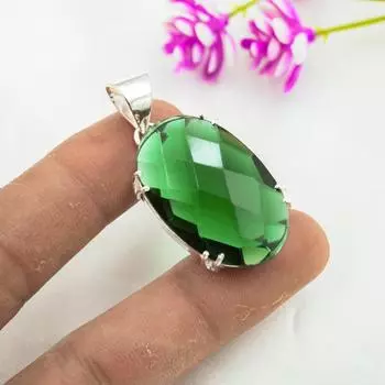 Подвеска из драгоценного камня ручной работы из хромдиопсида, подвеска из чистого серебра 925 пробы, подвеска для ювелирных изделий уникального дизайна 1.73 Inches зелёный