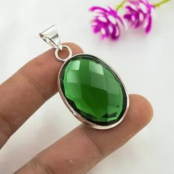 Подвеска из драгоценного камня ручной работы из хромдиопсида, подвеска из чистого серебра 925 пробы, подвеска для ювелирных изделий уникального дизайна 1.77 Inches зелёный