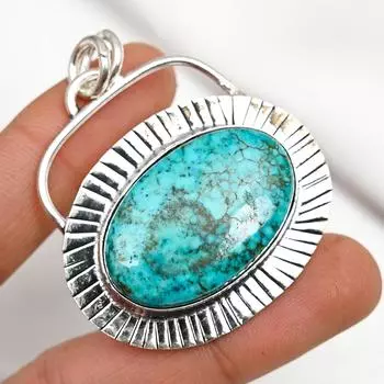 Подвеска из драгоценного камня ручной работы с синей бирюзой, антикварная ювелирная подвеска из стерлингового серебра 925 пробы, для подарка на помолвку 2.13 Inches синий