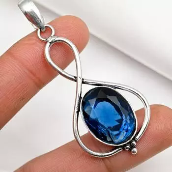 Подвеска из драгоценного камня ручной работы с танзанитом, подвеска из стерлингового серебра 925 пробы, антикварные ювелирные изделия, подвеска для подарка на помолвку 2.48 Inches синий