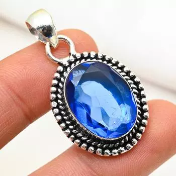 Подвеска из драгоценного камня ручной работы с танзанитом, подвеска из стерлингового серебра 925 пробы, антикварные ювелирные изделия, подвеска для подарка на помолвку 1.65 Inches синий