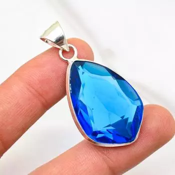 Подвеска из драгоценного камня ручной работы с танзанитом, подвеска из стерлингового серебра 925 пробы, антикварные ювелирные изделия, подвеска для подарка на помолвку 1.96 Inches синий