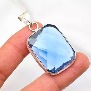 Подвеска из драгоценного камня ручной работы с танзанитом, подвеска из стерлингового серебра 925 пробы, антикварные ювелирные изделия, подвеска для подарка на помолвку 1.96 Inches синий