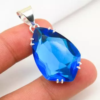 Подвеска из драгоценного камня ручной работы с танзанитом, подвеска из стерлингового серебра 925 пробы, антикварные ювелирные изделия, подвеска для подарка на помолвку 1.81 Inches синий
