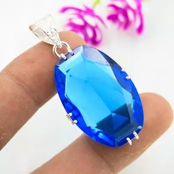 Подвеска из драгоценного камня ручной работы с танзанитом, подвеска из стерлингового серебра 925 пробы, антикварные ювелирные изделия, подвеска для подарка на помолвку 1.88 синий