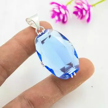 Подвеска из драгоценного камня ручной работы с танзанитом, подвеска из стерлингового серебра 925 пробы, антикварные ювелирные изделия, подвеска для подарка на помолвку 1.88 Inches синий