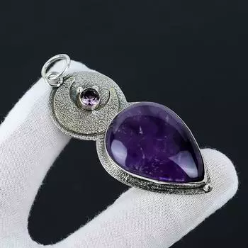 Подвеска из драгоценного камня с аметистом, подвеска из стерлингового серебра 925 пробы, ожерелье ручной работы из февральского камня, ювелирные изделия из целебных кристаллов, подарки для нее 2.55