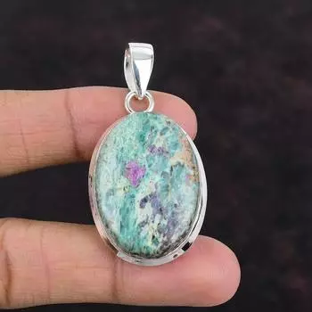 Подвеска из драгоценного камня с рубином и фукситом, подвеска из стерлингового серебра 925 пробы, ювелирное изделие с рубином, фукситом, подарок для жены, кулон с камнем по случаю рождения, серебряные украшения ручной работы