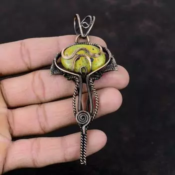 Подвеска из драгоценного камня стихтит, подвеска из медной проволоки, ювелирное изделие ручной работы, совершенно новый кулон в подарок для женщин, ювелирные изделия из меди, подвески из камней по дате рождения