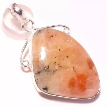 Подвеска из драгоценного камня Sunstone, этническое старинное ювелирное изделие ручной работы, 2,1 дюйма, B7q04